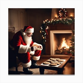 Santa Claus Eating Cookies 22 Canvas Print