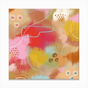 Earth Pink Yellow Boho Abstract Canvas Print