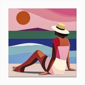 Woman Enjoying The Sun At The Beach 20 Canvas Print