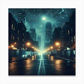 Dark Street At Night Canvas Print