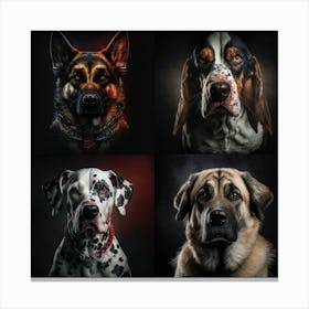 Four cute dogs Canvas Print