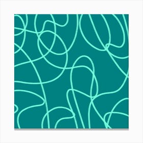 Teal Line Art  Canvas Print