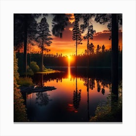 Sunset In The Forest 3 Canvas Print