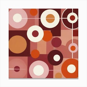 Mid Century Circles And Squares In Pink Orange And Bur 0 Canvas Print