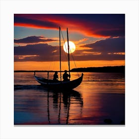 A boat at sunset Canvas Print