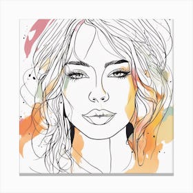 An Abstract Watercolour Painting Of A Cute Woman, Colourful, Whole Image, No Background, 8k, Paint D Canvas Print