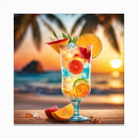 Tropical Cocktail On The Beach Canvas Print