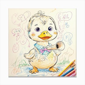 Duck With A Trumpet Canvas Print