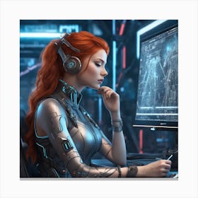 Cyborg Girl Canvas Print