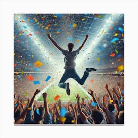 Soccer Fan Jumping In The Air Canvas Print