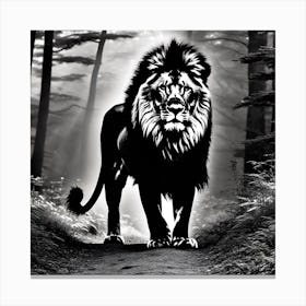 Lion In The Forest 12 Canvas Print
