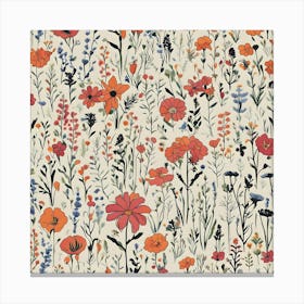 Wildflowers Wallpaper Pattern Canvas Print
