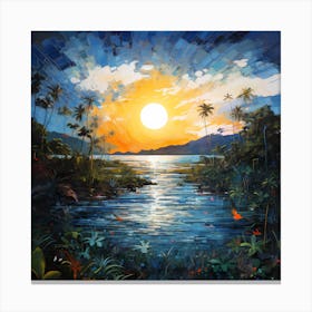 Azure Horizon: Monet's Caribbean Tapestry Canvas Print