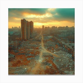 Abandoned City At Sunset Canvas Print