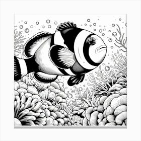 Line Art clownfish Canvas Print