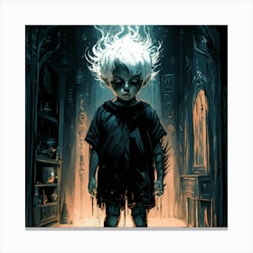 Boy In A Dark Room Canvas Print