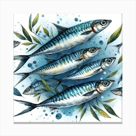 Watercolor Fishes Art Print 1 Canvas Print