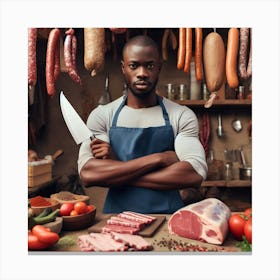Black Man In A Butcher Shop 1 Canvas Print