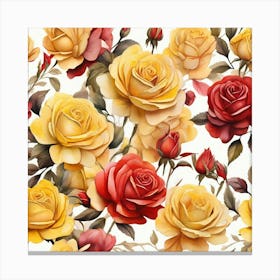 Watercolor design with beautiful roses oil painting abstract Canvas Print