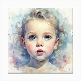 Watercolor Of A Little Girl 1 Canvas Print