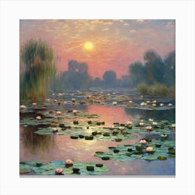 Water Lilies Setting Sun, Claude Monet 1 Canvas Print