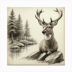 Deer Drawing 39 Canvas Print