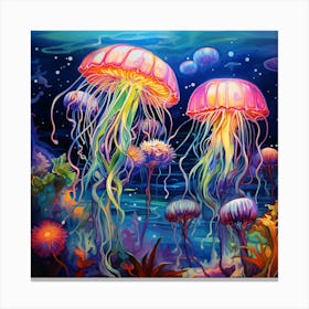 Jellyfish In The Sea 2 Canvas Print