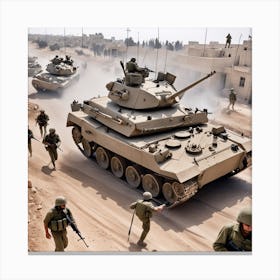 Israeli Tanks In The Desert 13 Canvas Print