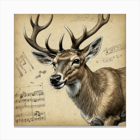 Deer With Music Notes 1 Canvas Print