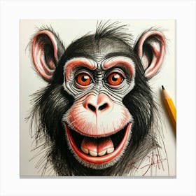 Chimpanzee Drawing 1 Canvas Print