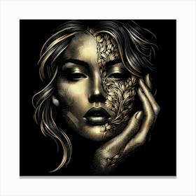 Gold Face Of A Woman 2 Canvas Print