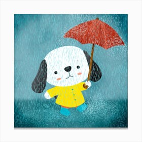 Dog In A Raincoat Square Canvas Print