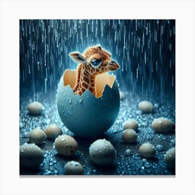 Giraffe In Rain Canvas Print