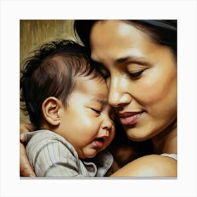 Default The Painting Portrays A Tender Moment Between A Newbor 0 Canvas Print