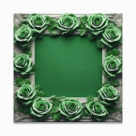 Green Roses Frame 13 Canvas Print