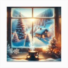 Christmas Window coffee Canvas Print