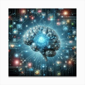 Brain With Technology Stock Photos & Videos Canvas Print