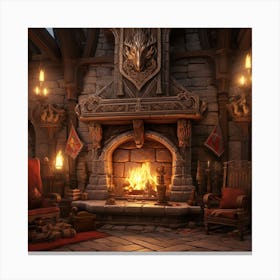 Fireplace In A Castle Canvas Print
