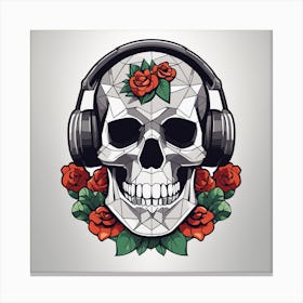 Floral Skull Low Poly Painting (5) Canvas Print