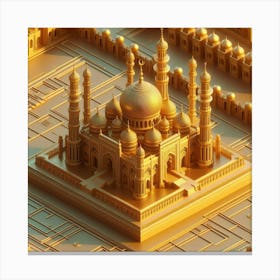 3D Arabic mosque in golden color 2 Canvas Print