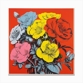 Andy Warhol Style Pop Art Florals 3 Canvas Print