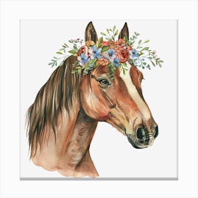 Horse With Floral Crown Canvas Print