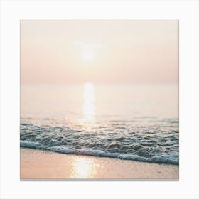 Pink Ocean Sunset Square Canvas Print