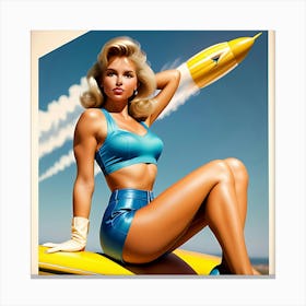 Man Cave Collection: Pin Up Girl - Oh Boy Canvas Print