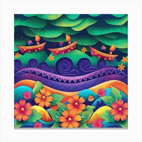 Onam Inspired Banner Texture With Floral Rangoli Canvas Print