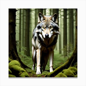 Wolf In The Forest 51 Canvas Print