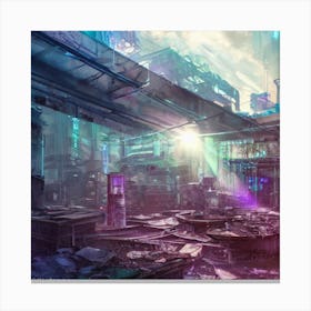 Cyberpunk City slum Canvas Print