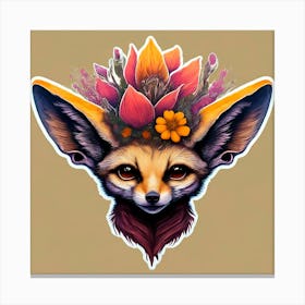 Fox With Flowers 4 Canvas Print