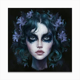 Woman With Flowers In Her Hair Canvas Print