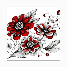 Red And Black Flowers 1 Canvas Print